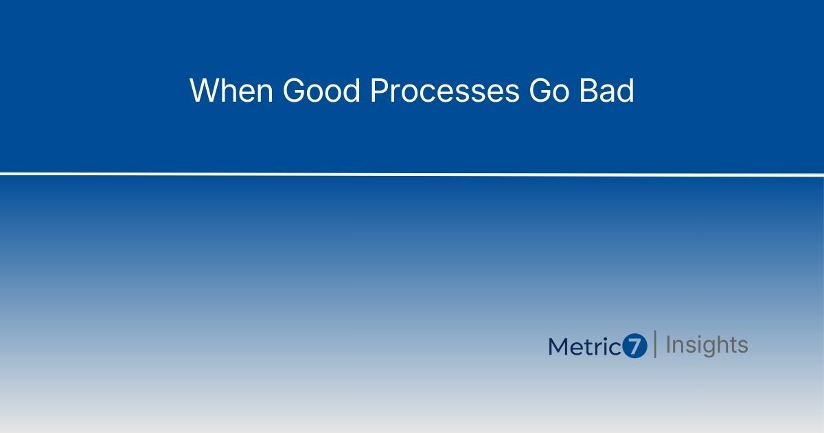 Image Alt Text: Article title 'When Good Processes Go Bad' on blue gradient background with Metric7 Insights branding